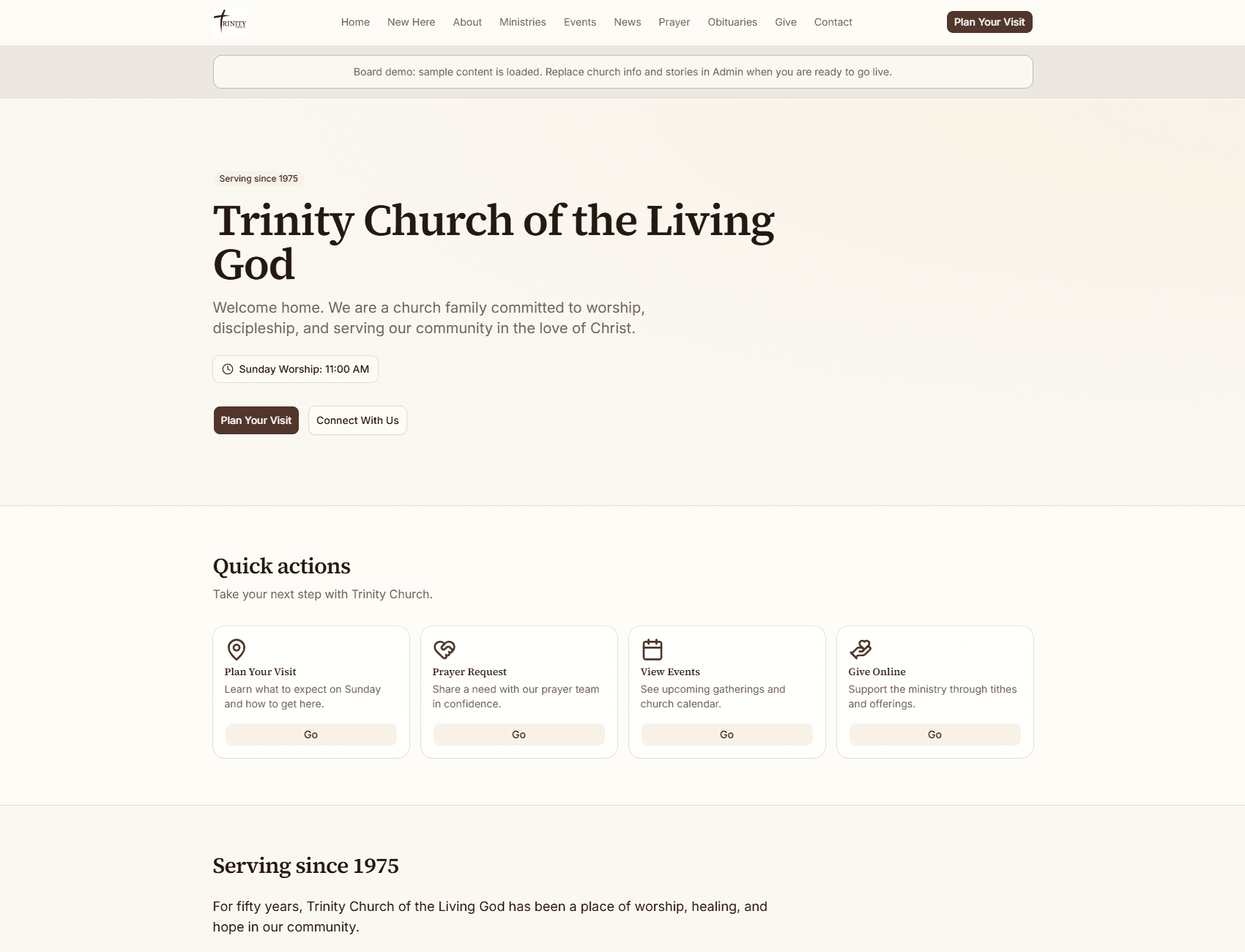 Trinity Church Website preview